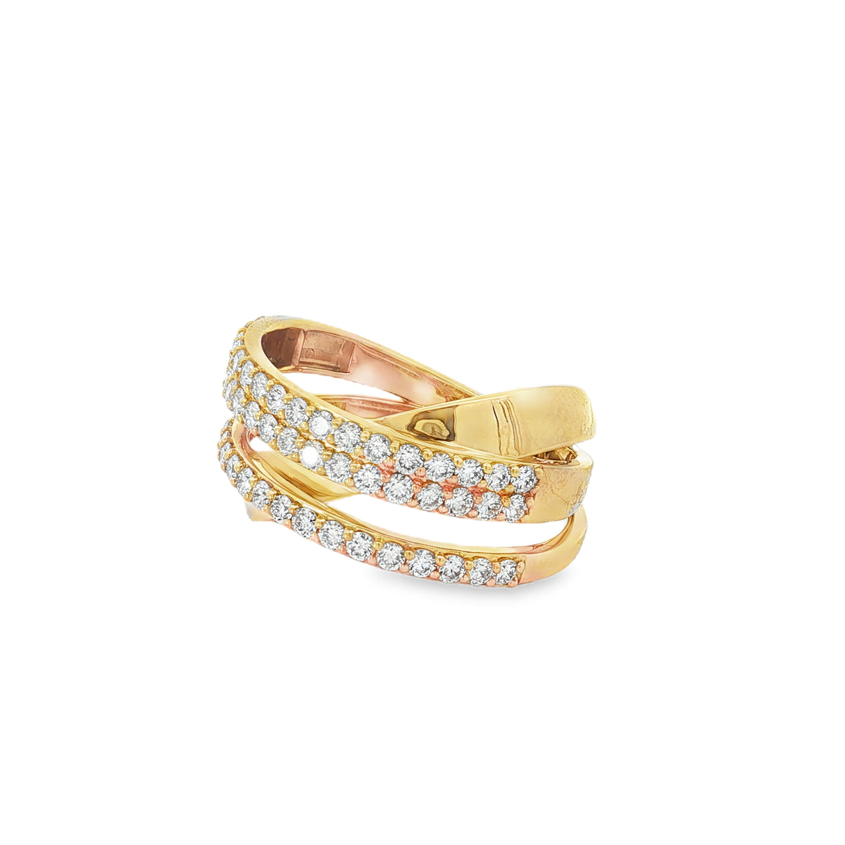 Pavé Diamond Yellow Gold Wrap Ring angled view