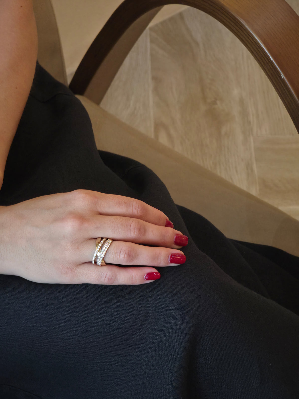 Bold Pavé Diamond Yellow Gold Wrap Ring - additional view