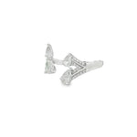 Pear Diamond Chevron Open Ring in white gold angled view