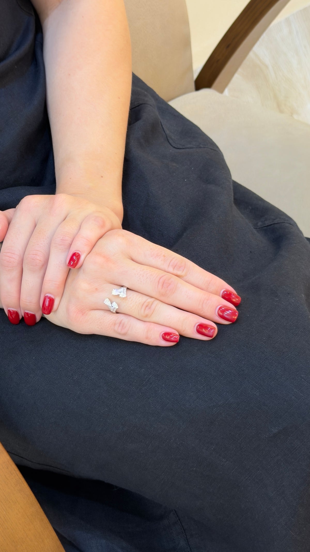 Pear Diamond Chevron Open Ring - additional view