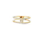 Diamond Double-Band Yellow Gold Ring front view