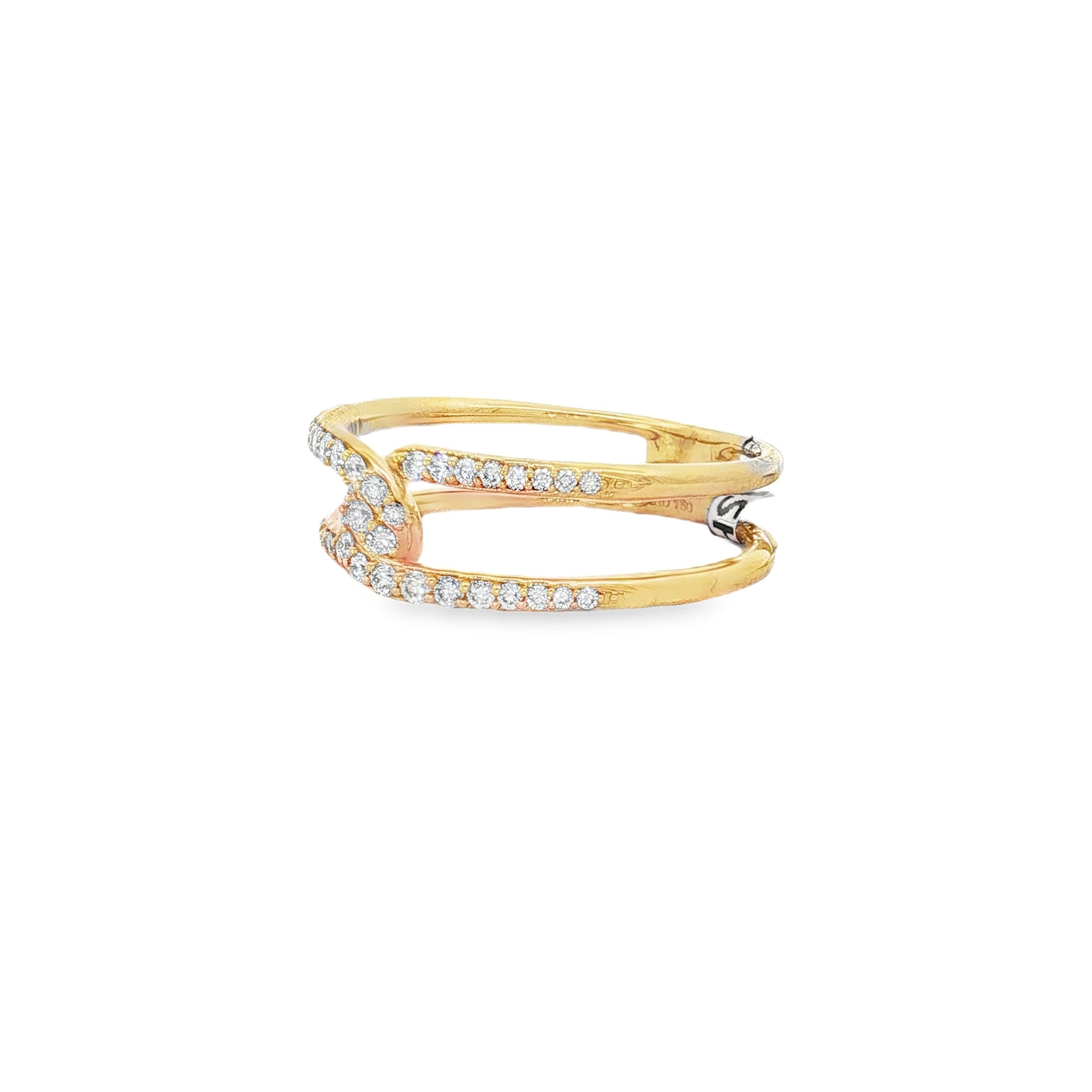 Diamond Double-Band Yellow Gold Ring angled view