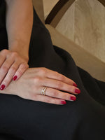 Delicate Diamond Double-Band Yellow Gold Ring - additional view