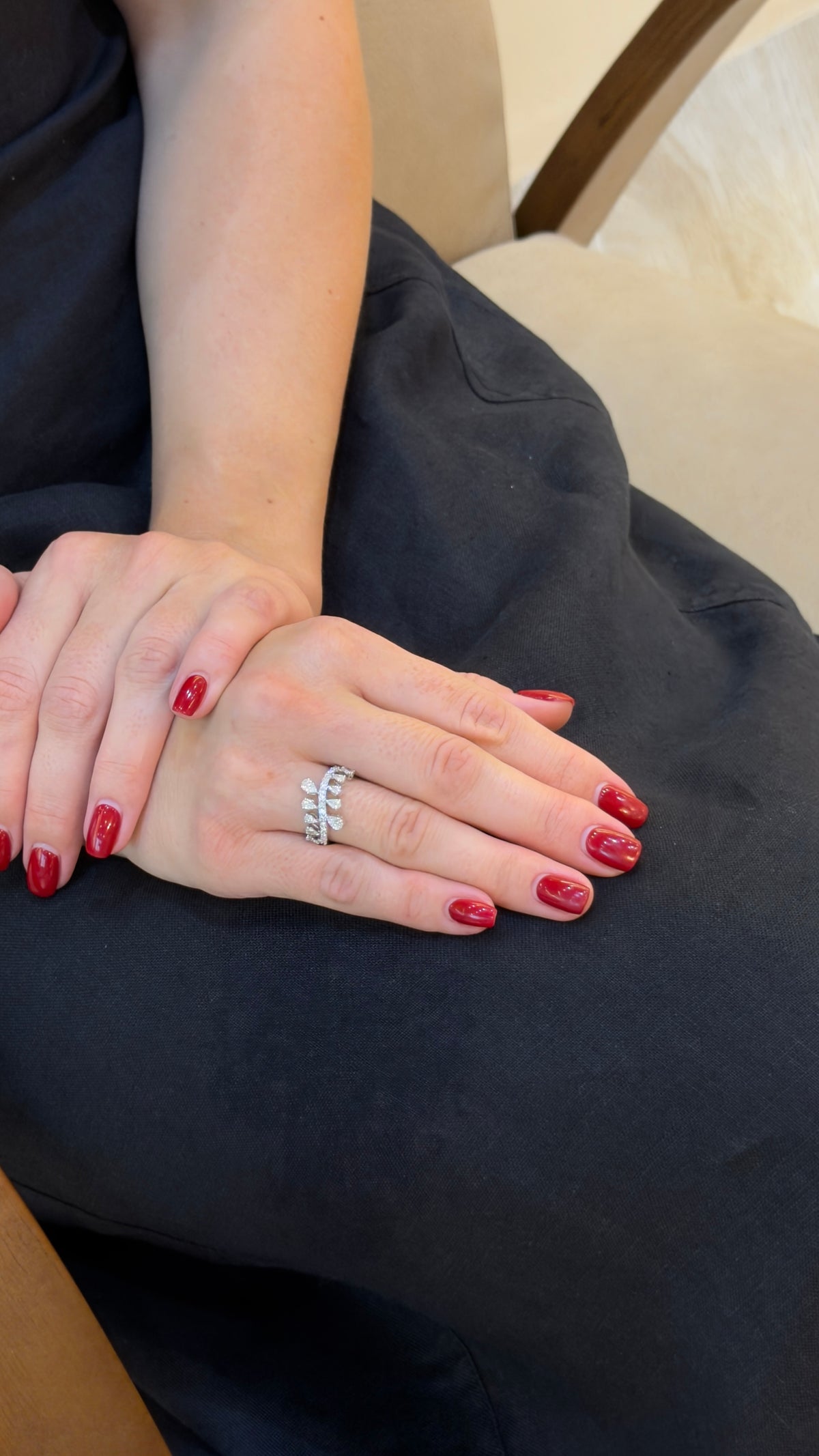 Pear Diamond Botanical Cluster Ring - additional view