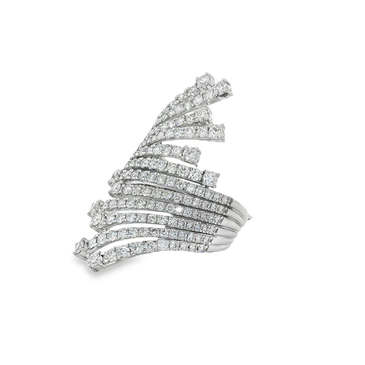 Diamond Fan Statement Ring in white gold angled view