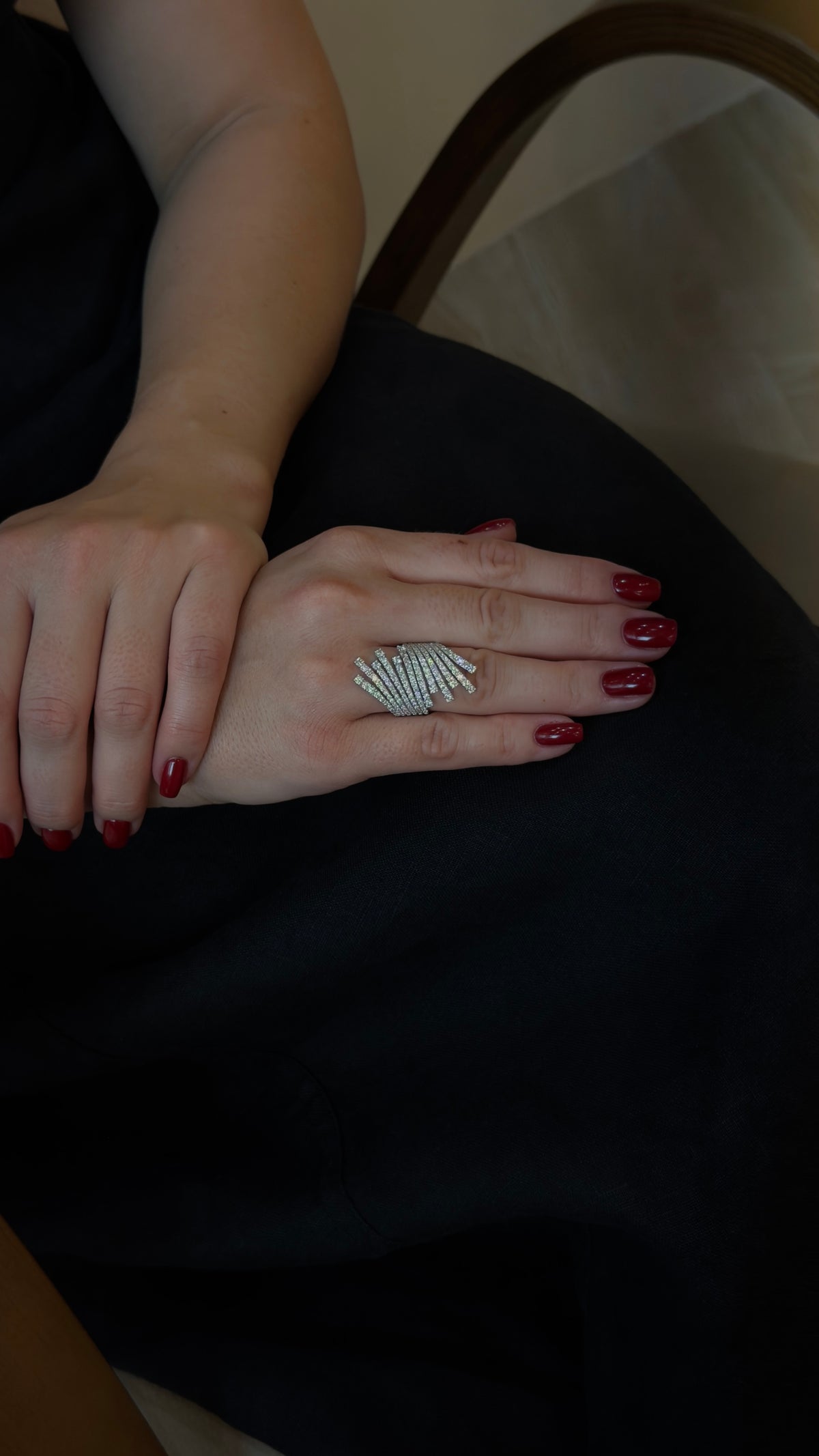 Dazzling Diamond Fan Statement Ring - additional view