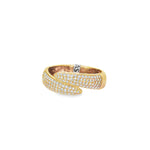 Pavé Crossover Yellow Gold Ring front view