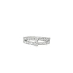 Baguette Diamond Double-Row Band Ring in white gold front view