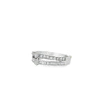 Baguette Diamond Double-Row Band Ring in white gold angled view