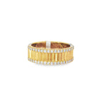 Ribbed Diamond Yellow Gold Ring front view