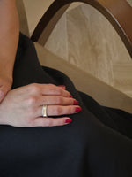 Polished Ribbed Diamond Yellow Gold Ring - additional view