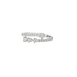 White gold bypass ring with graduated pear diamonds and round diamond bands