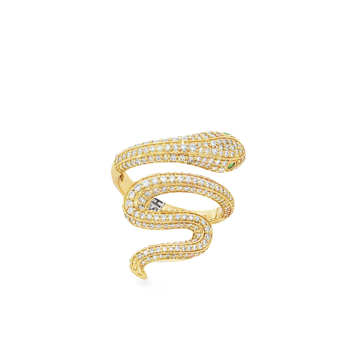 Pavé Diamond Coil Yellow Gold Ring front view