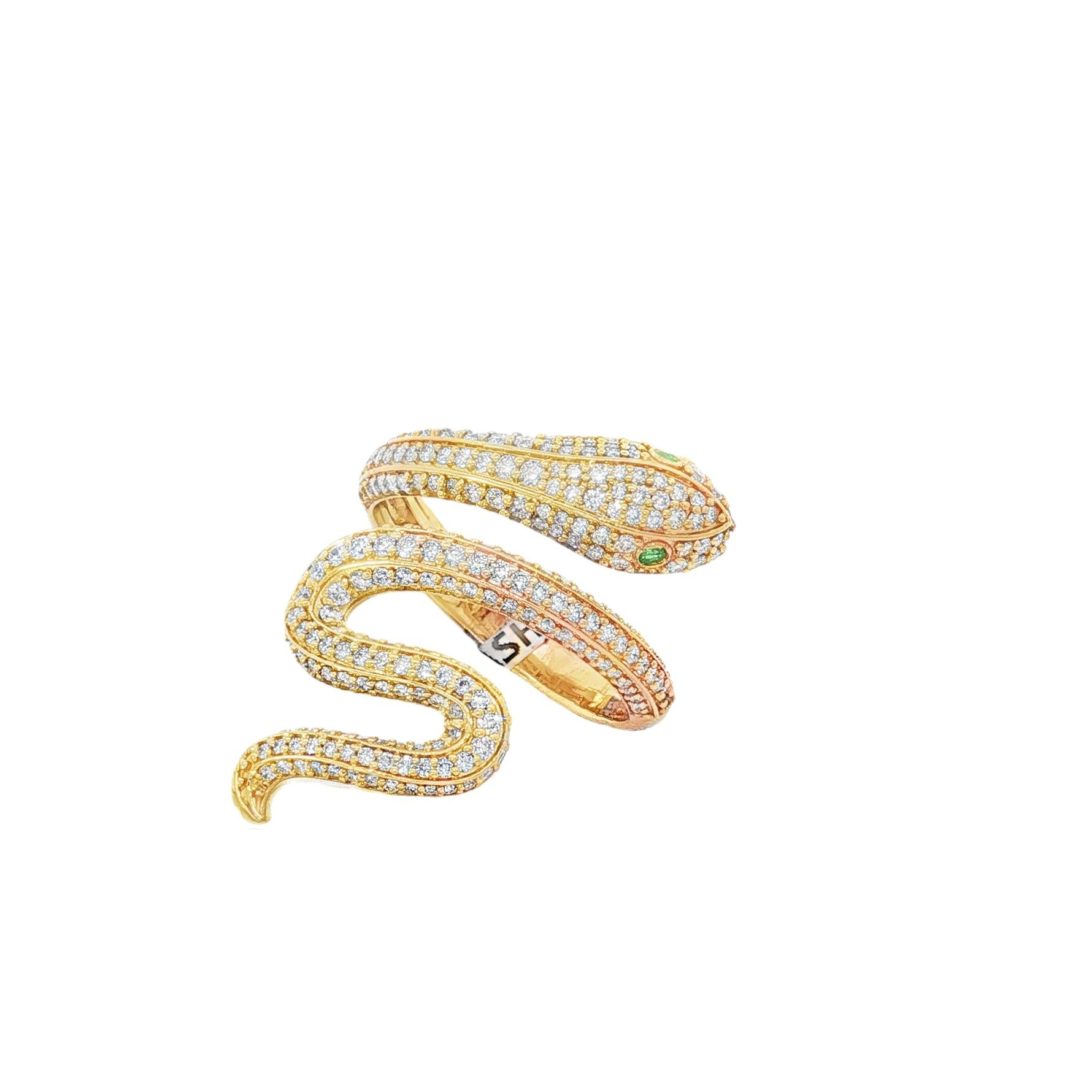 Pavé Diamond Coil Yellow Gold Ring angled view