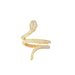 Diamond Serpent Yellow Gold Ring front view
