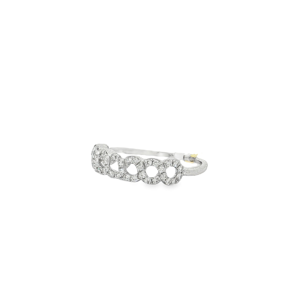 Open-Link Diamond Cuban Band Ring in white gold angled view
