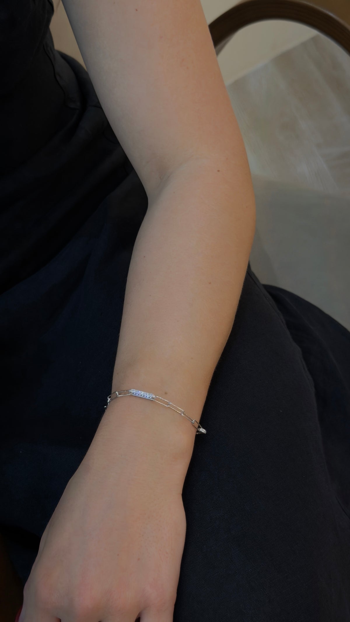 Sleek Diamond Accent Paperclip Bracelet