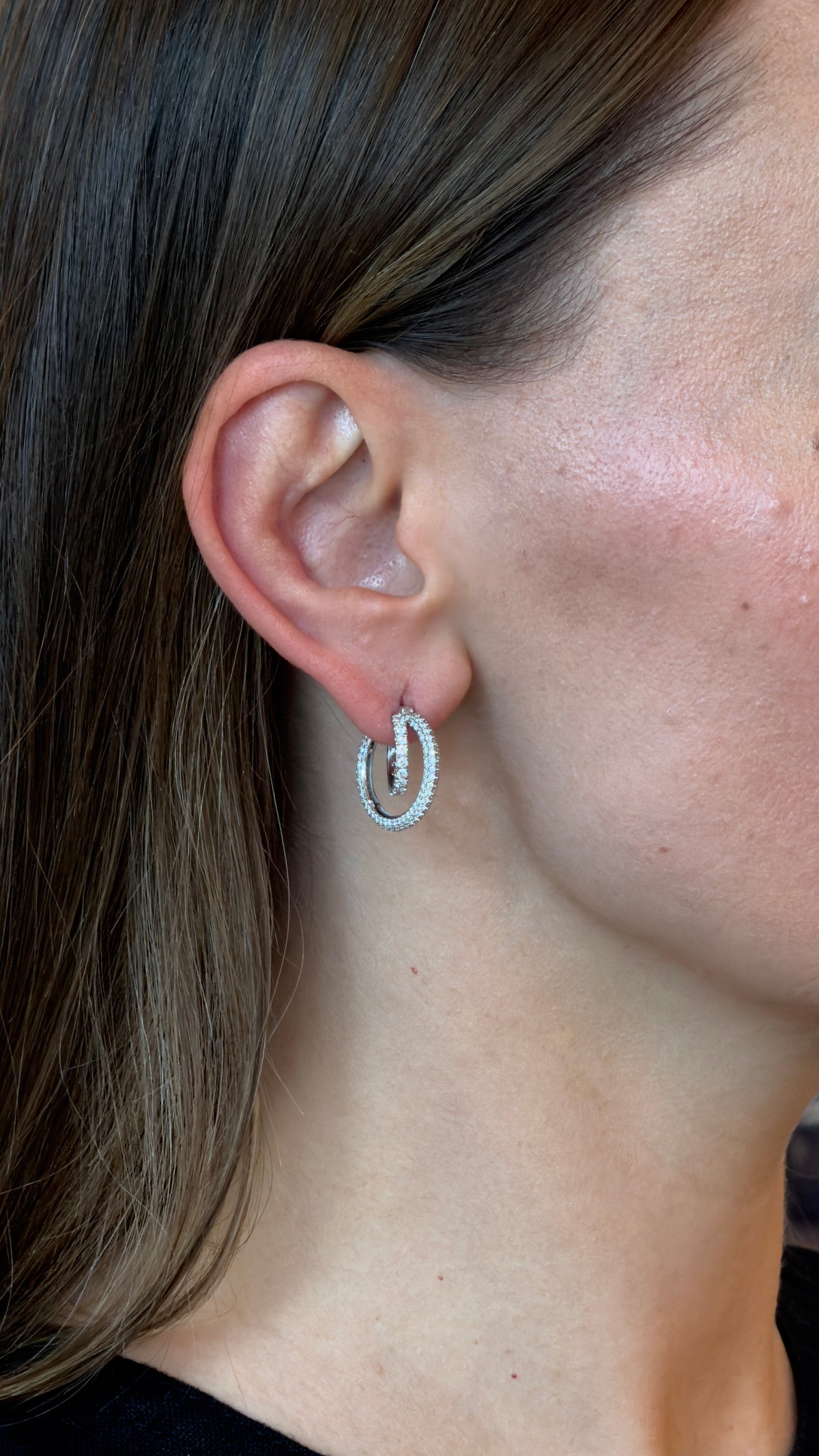 Dazzling Multi-Row Diamond Hoop Earrings - additional view