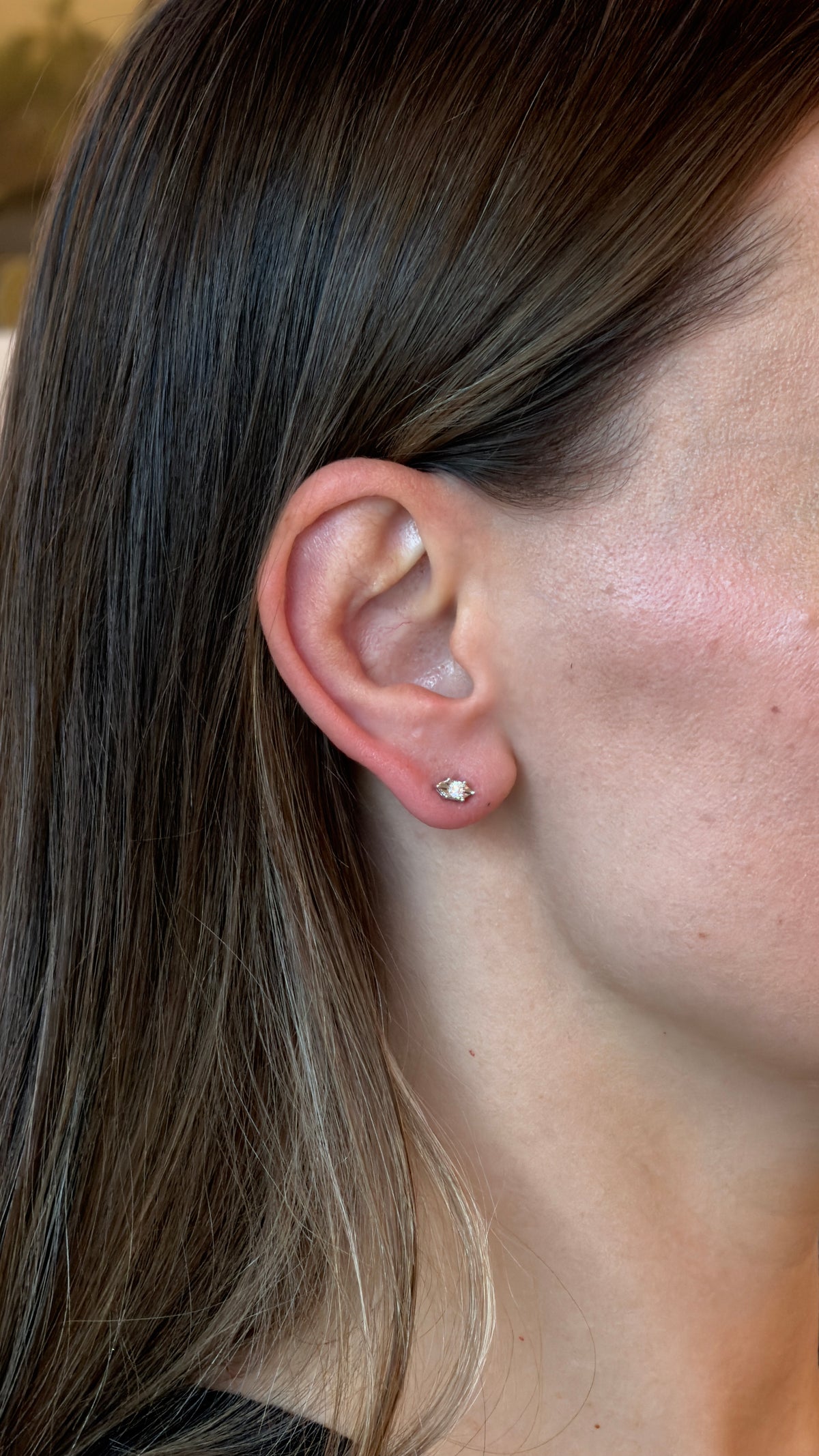 Geometric Diamond Pointed Stud Earrings - additional view