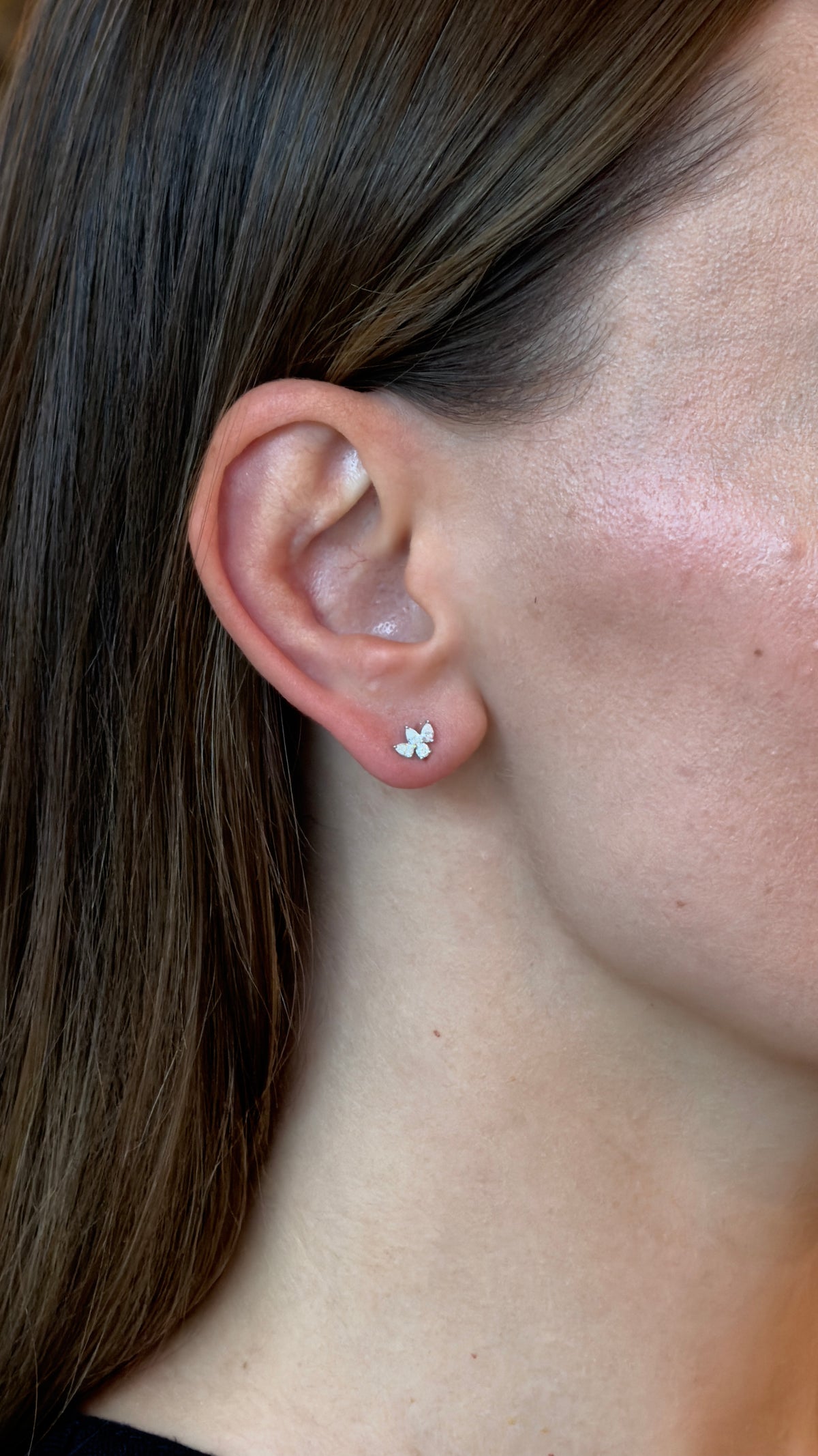 Pear Diamond Crown Stud Earrings - additional view