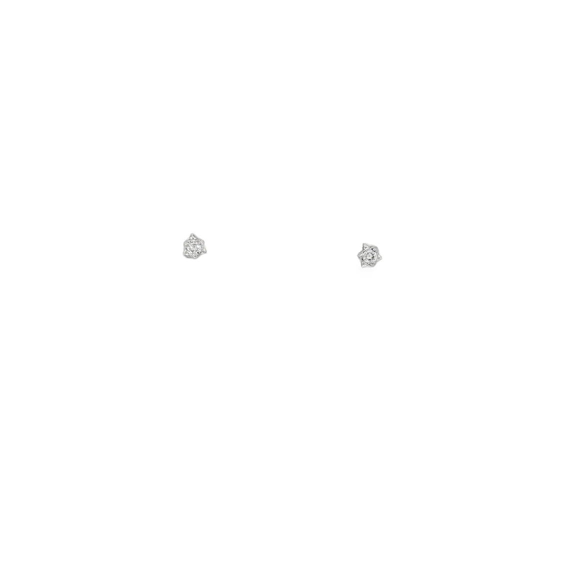 White gold round diamond stud earrings in compact six-prong settings