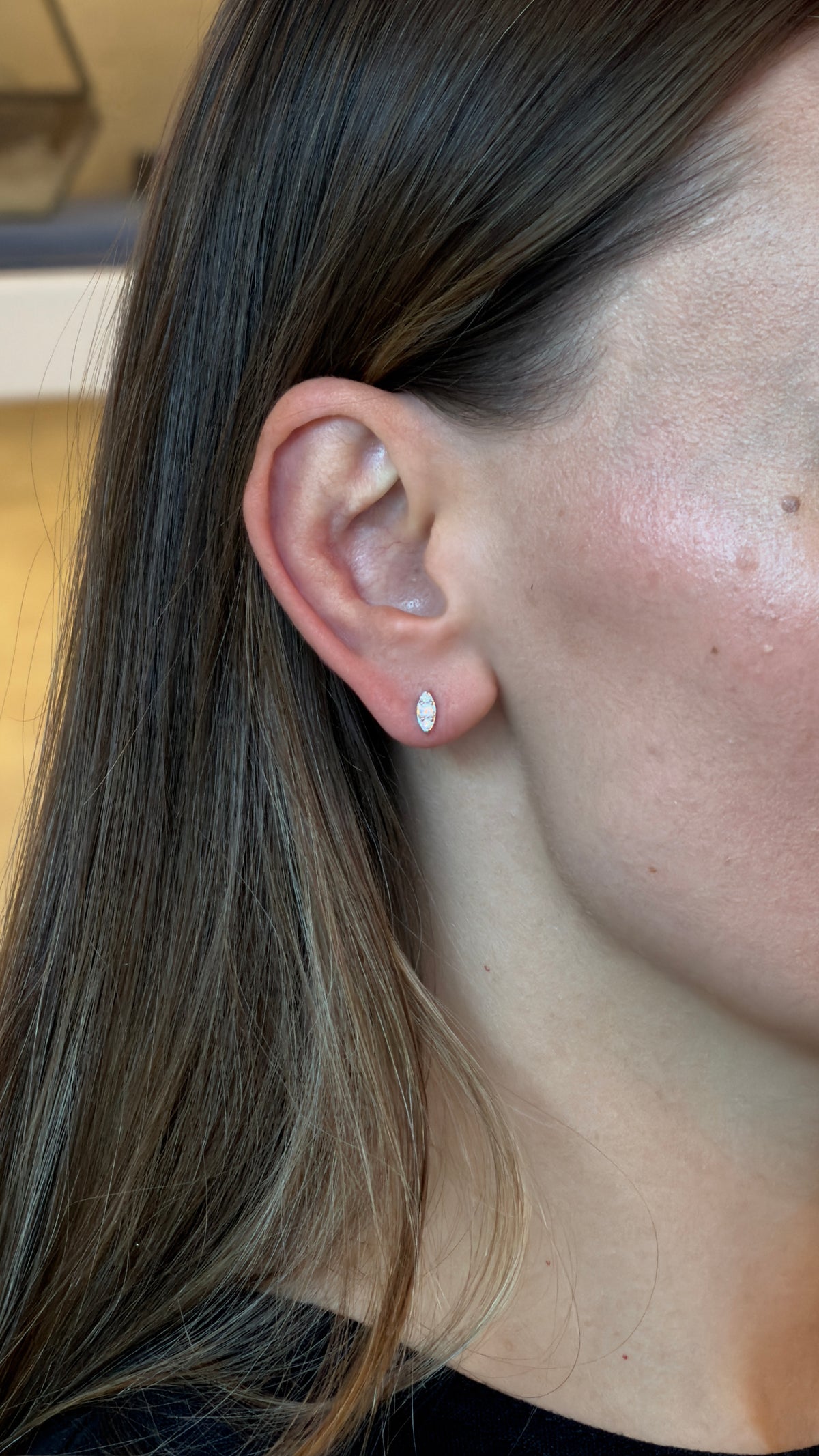 Round Diamond Marquise Cluster Stud Earrings - additional view