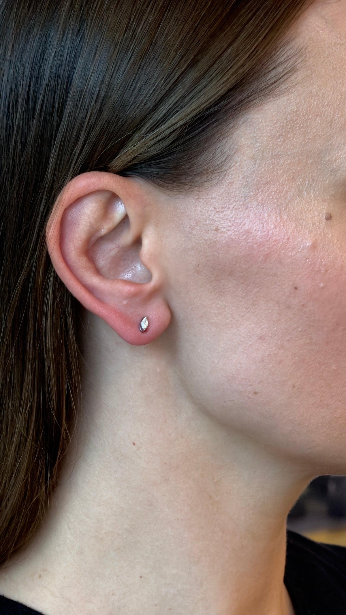 Minimalist Marquise Diamond Stud Earrings - additional view