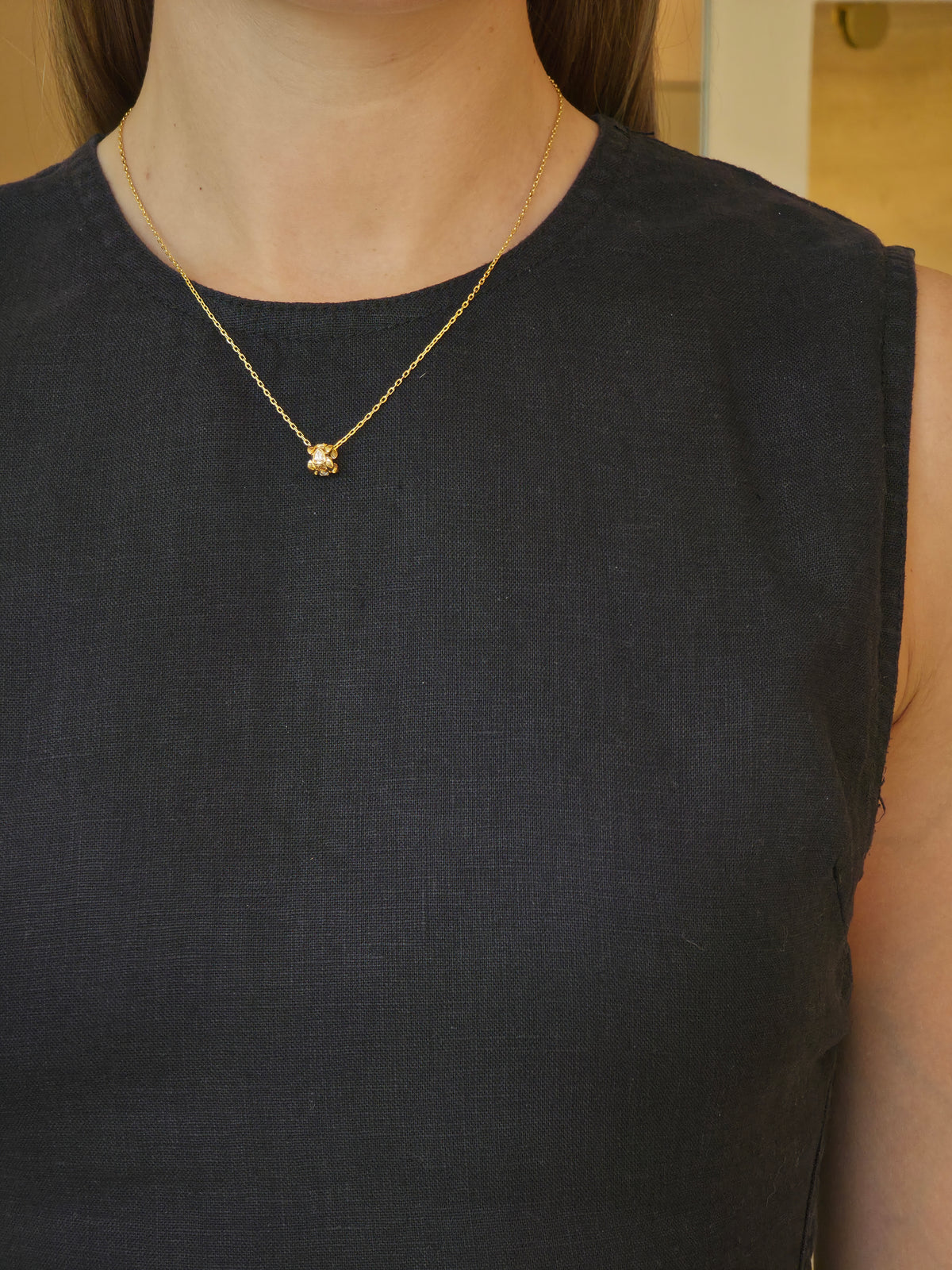 Pear Diamond Sculptural Yellow Gold Pendant - additional view