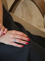 Sapphire Crescent Open-Oval Diamond Ring - additional view