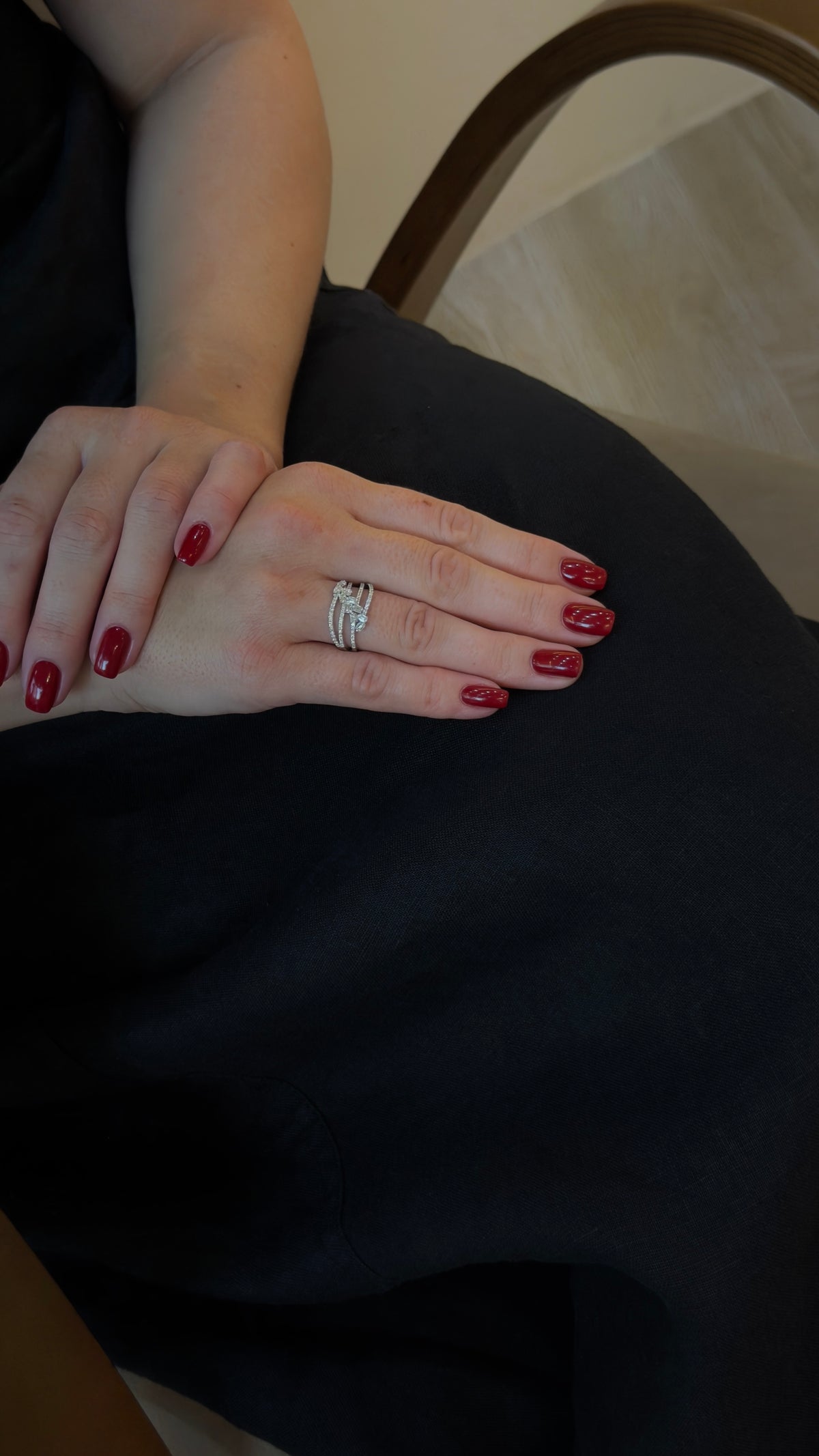 Sculptural Baguette Diamond Ladder Ring - additional view