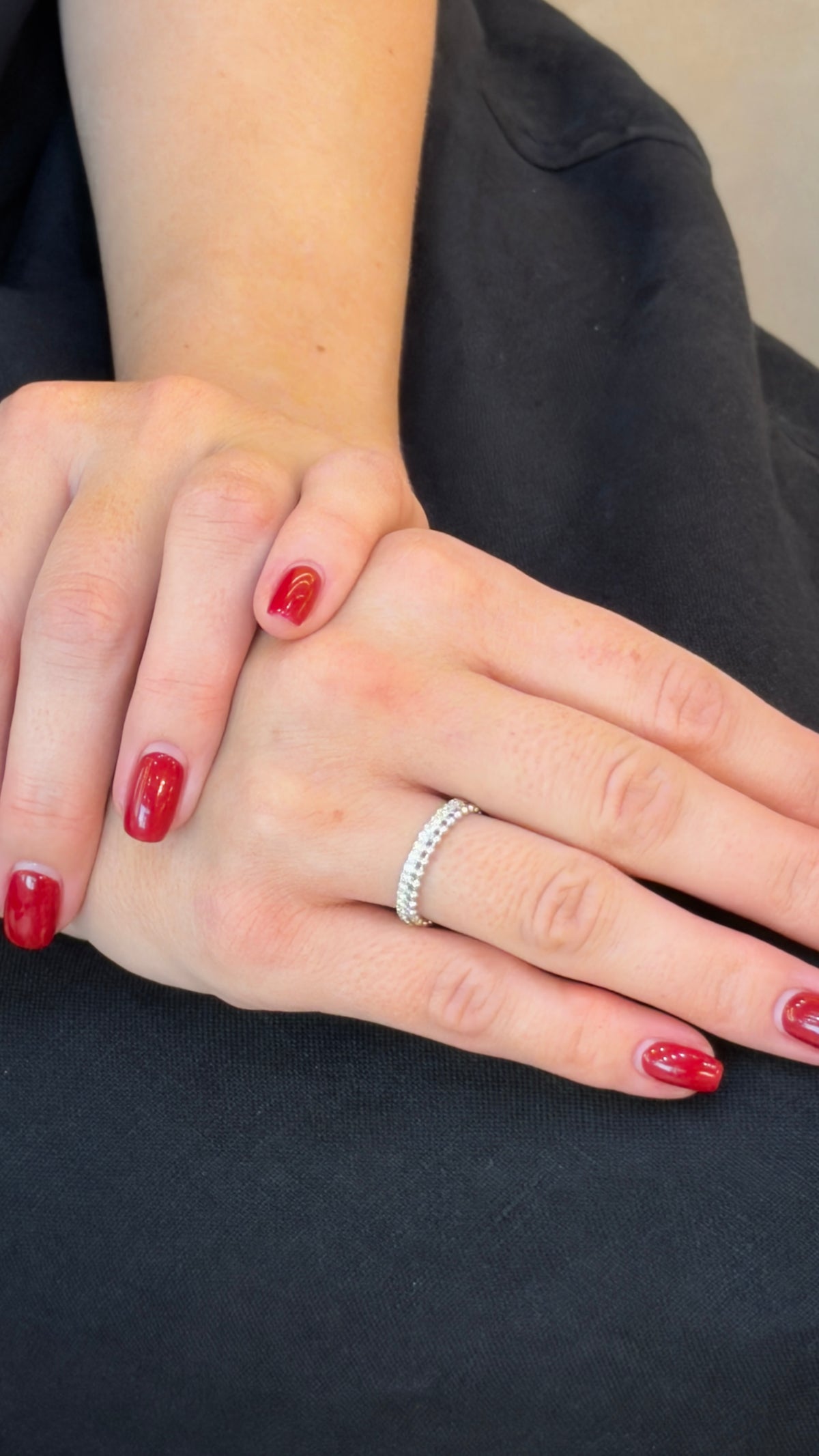 Delicate Beaded-Edge Diamond Row Ring - additional view