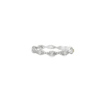 Angled view of linked marquise-shaped diamond motifs on a white gold band