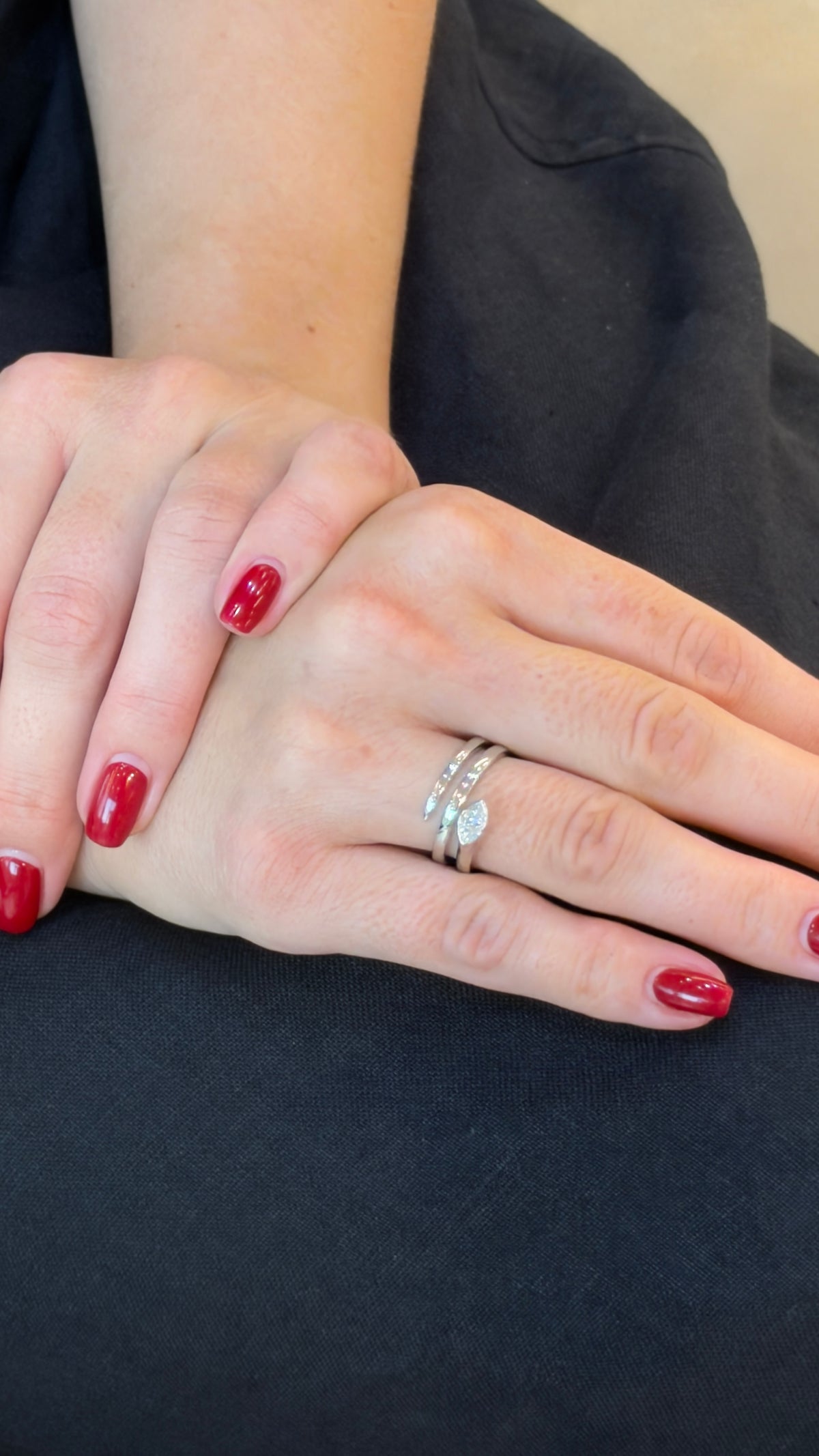 Sleek Marquise Diamond Three-Turn Coil Ring - additional view