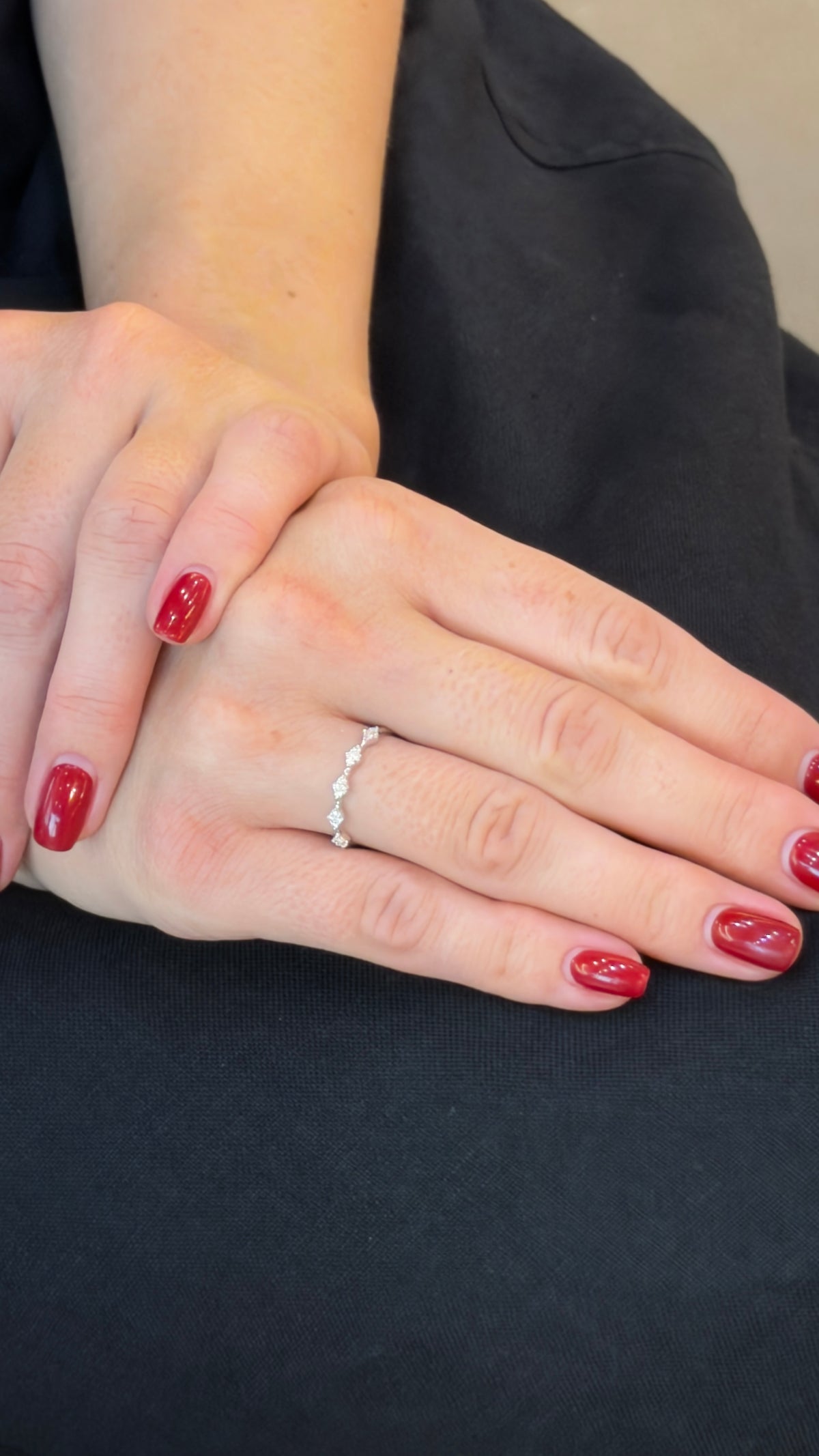 Delicate Diamond Lozenge Station Ring - additional view