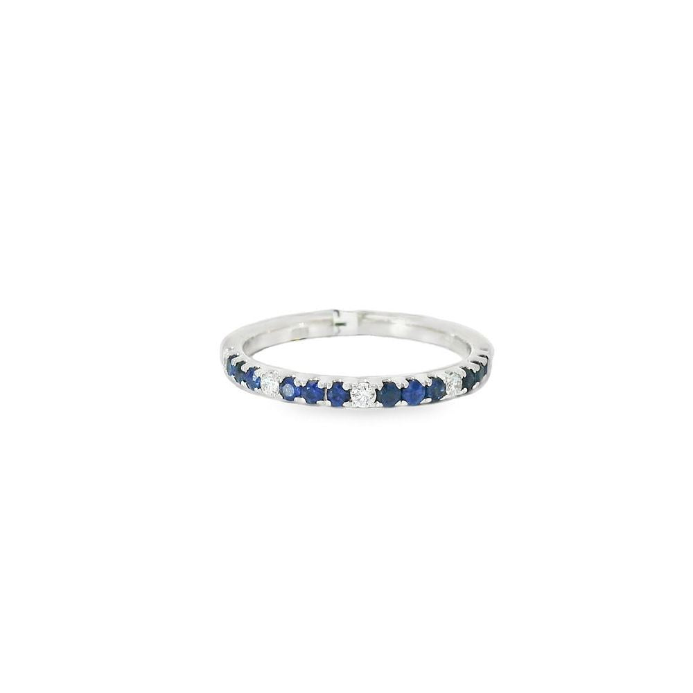 Single Line Sapphire & Diamond White Ring