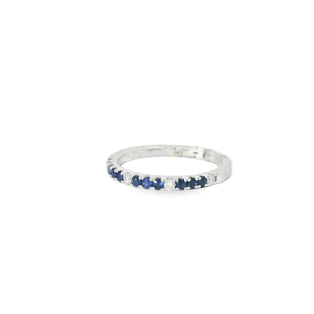 Single Line Sapphire & Diamond White Ring