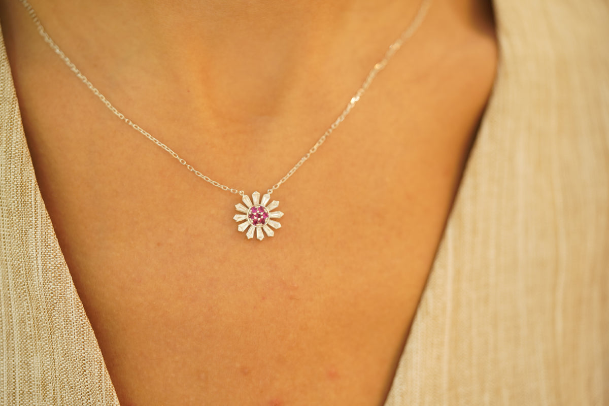 Lovely All Around Diamond Ruby Pendant - additional view