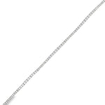 White gold round diamond tennis bracelet shown as a straight diagonal line