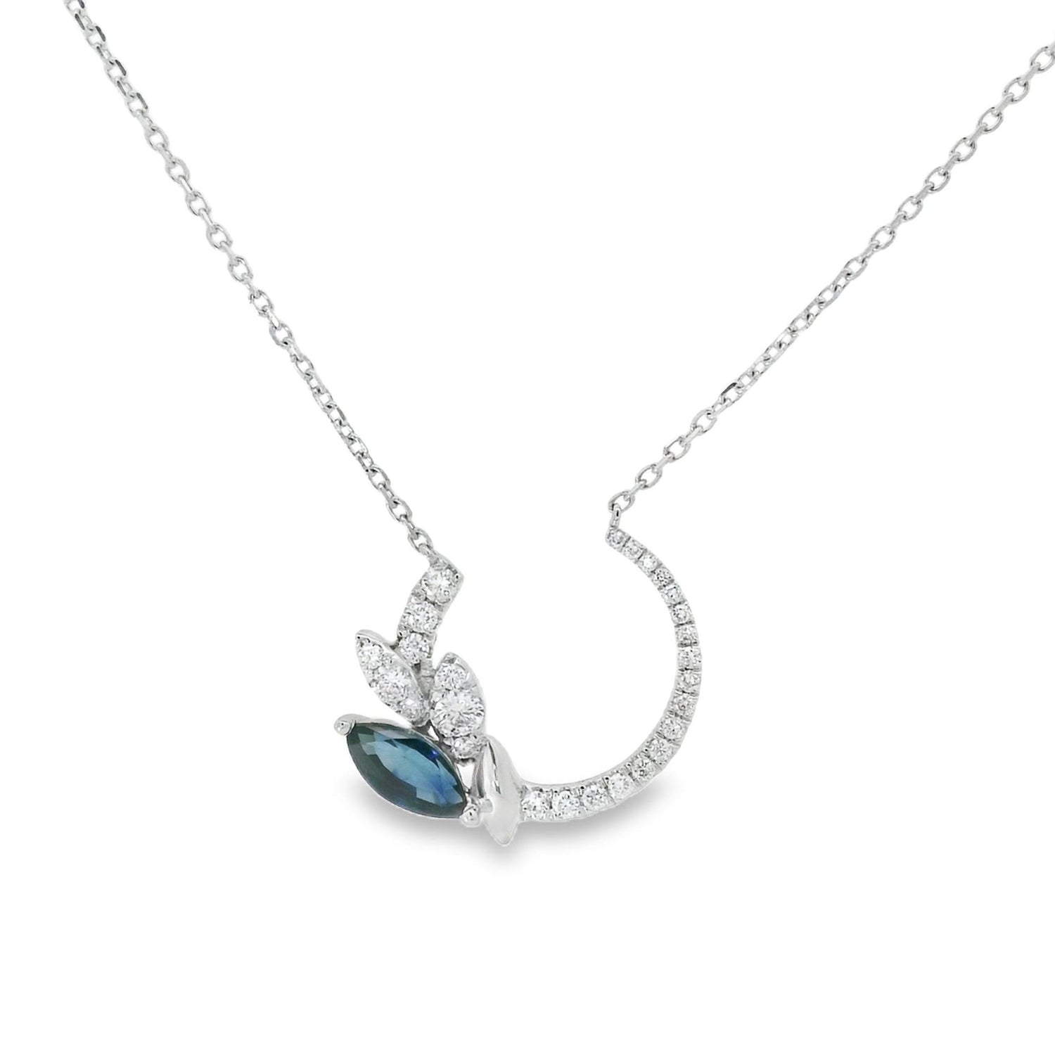 Elegant Marquise Sapphire Diamond Pendant