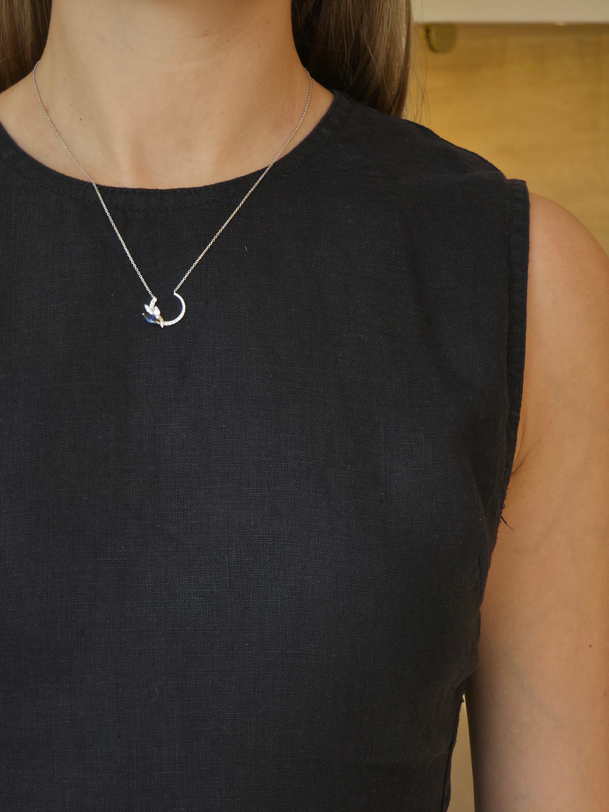Elegant Marquise Sapphire Diamond Pendant - additional view