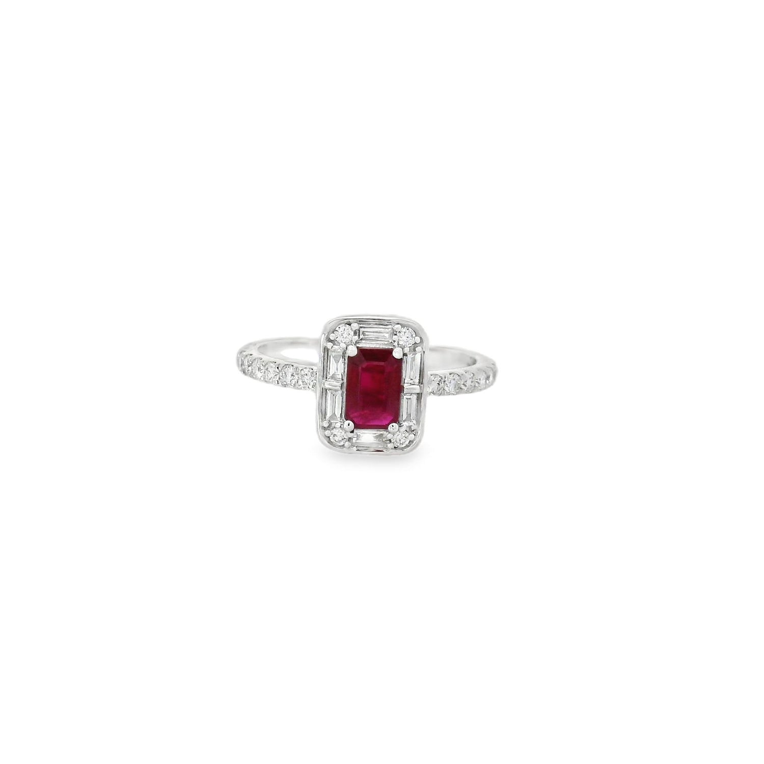 Beautiful Center Ruby Halo Diamond Ring