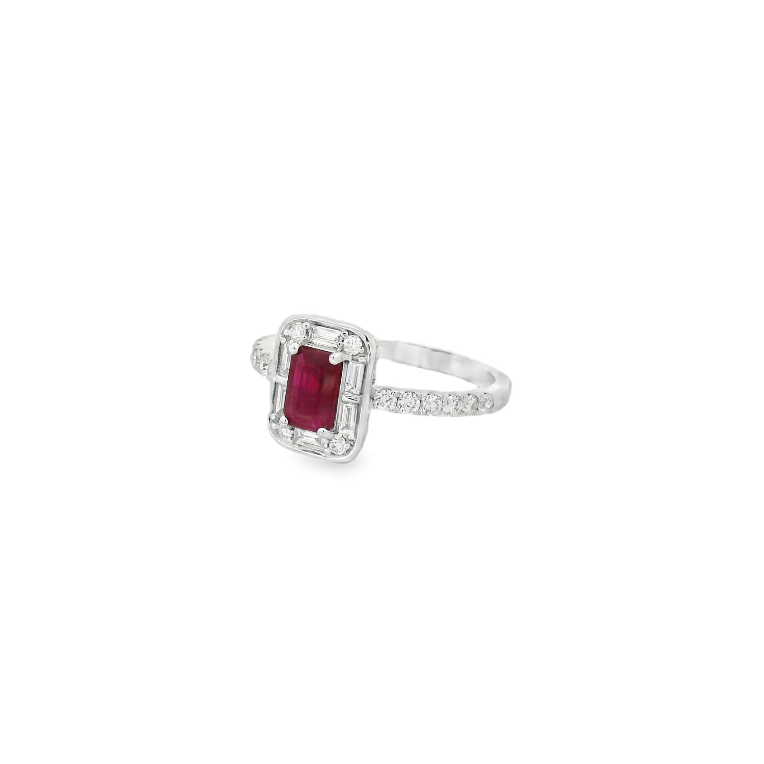 Beautiful Center Ruby Halo Diamond Ring