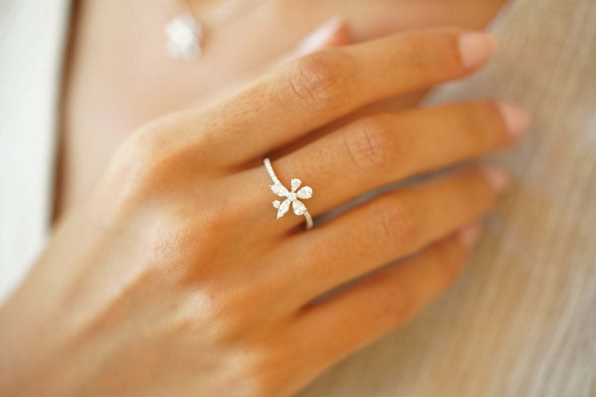 Delicate Flowery Diamond Ring - additional view