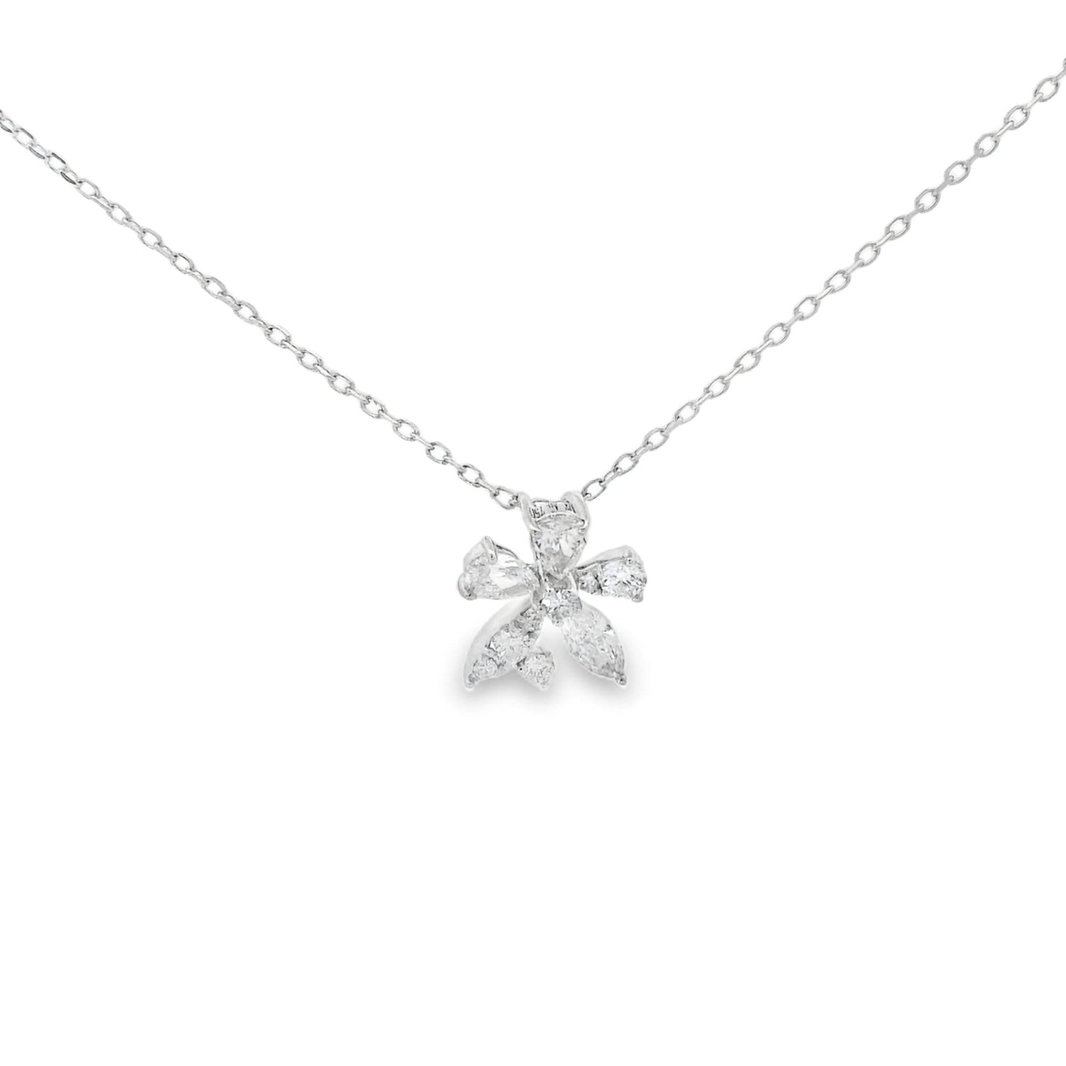 Delicate Simple Flowery Diamond Pendant