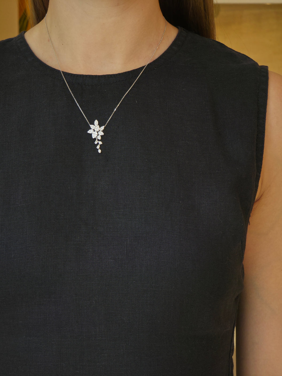 Elegant Floral Sophistication Diamond Pendant - additional view