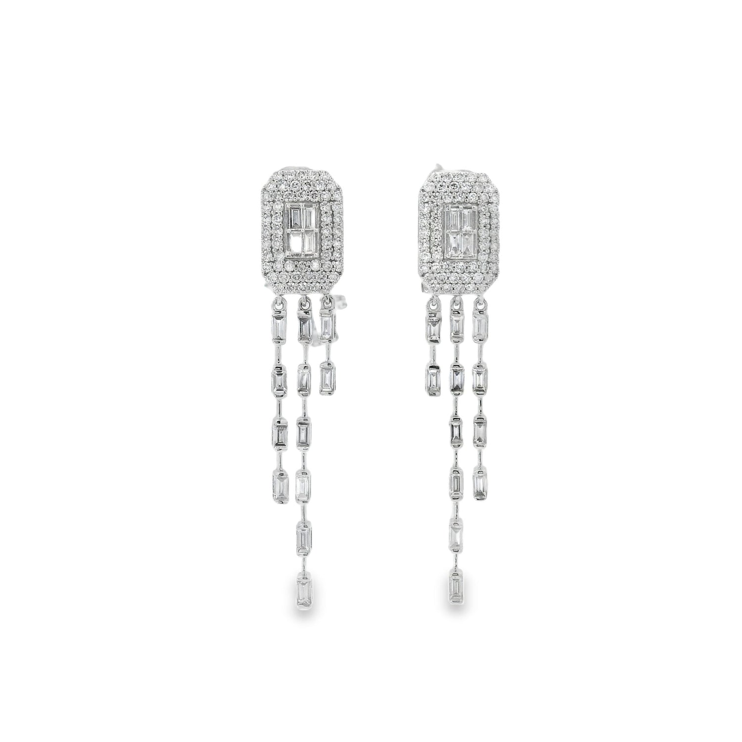 Elegant Baguette Drops Diamond Earrings