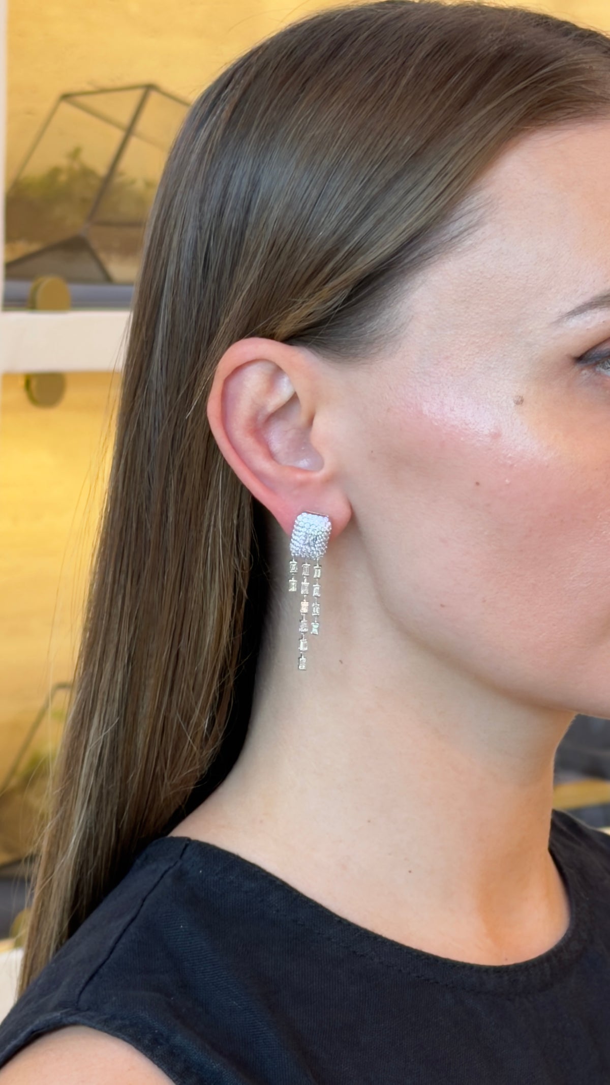 Elegant Baguette Drops Diamond Earrings - additional view