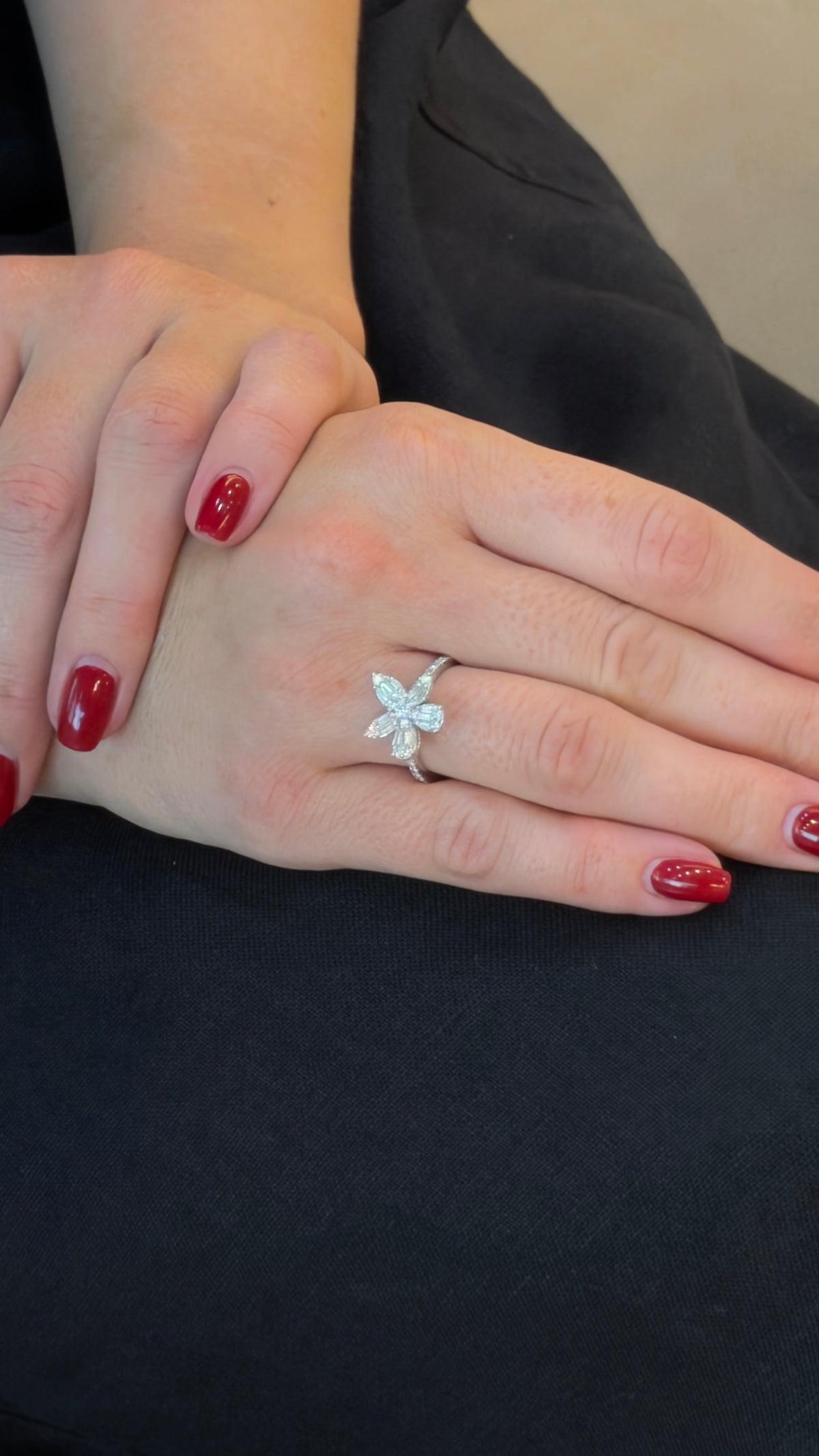 Beautiful Full Floral Diamond Ring - additional view
