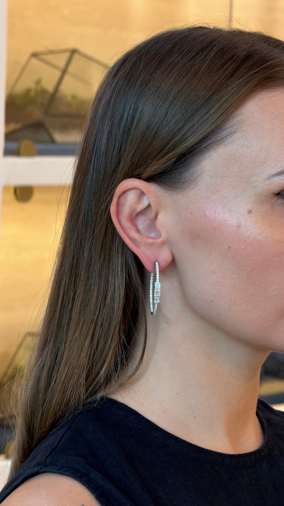 Exquisite Inside Out Diamond Hoops - additional view