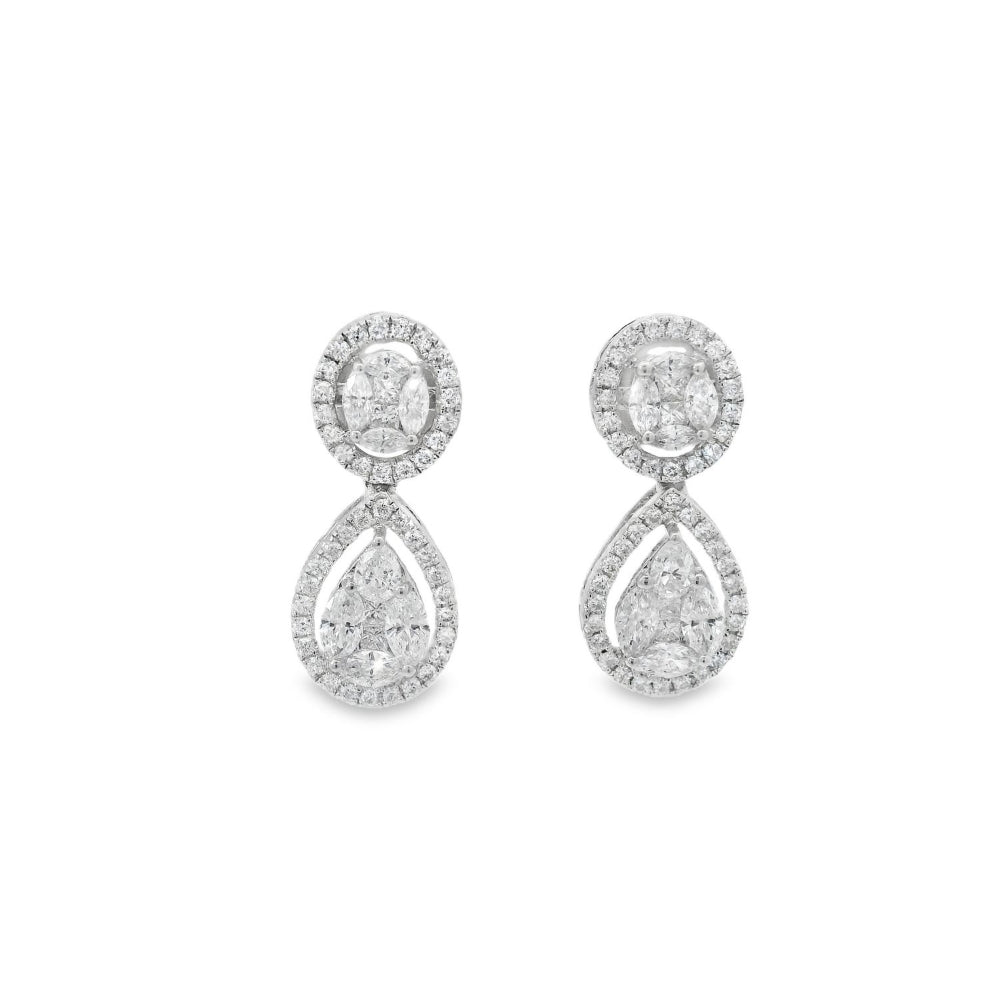 Shiny Set of Pear & Round Earrings